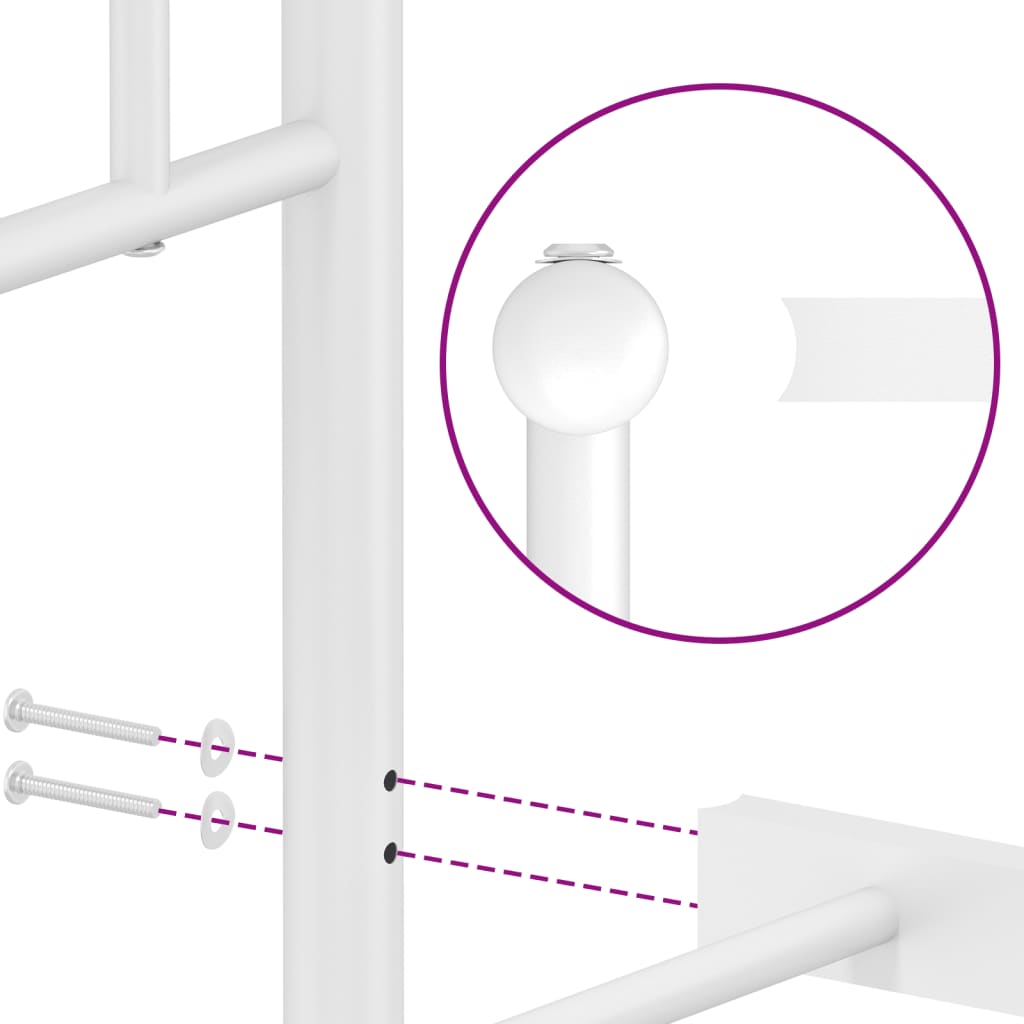 Metal Bed Frame without Mattress with Headboard White 90x190 cm