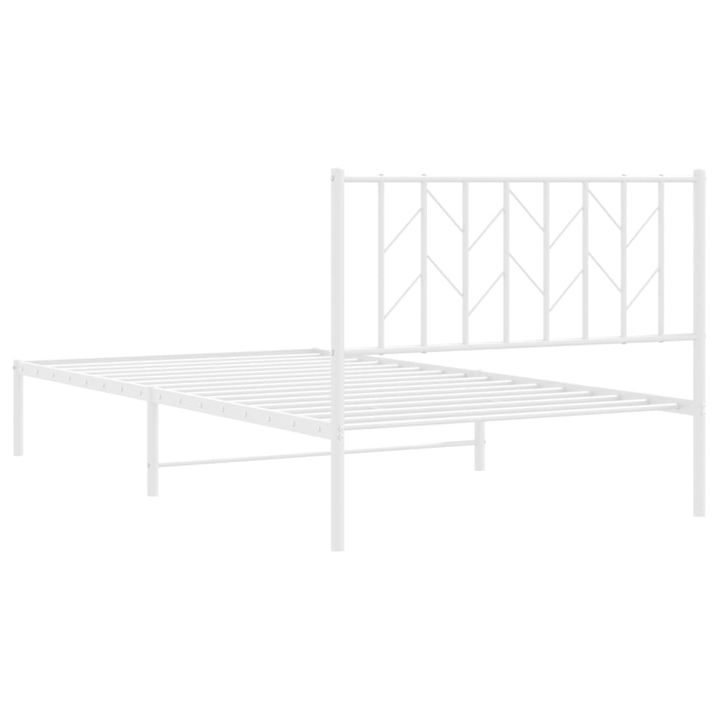 Metal Bed Frame without Mattress with Headboard White 107x203 cm King Single