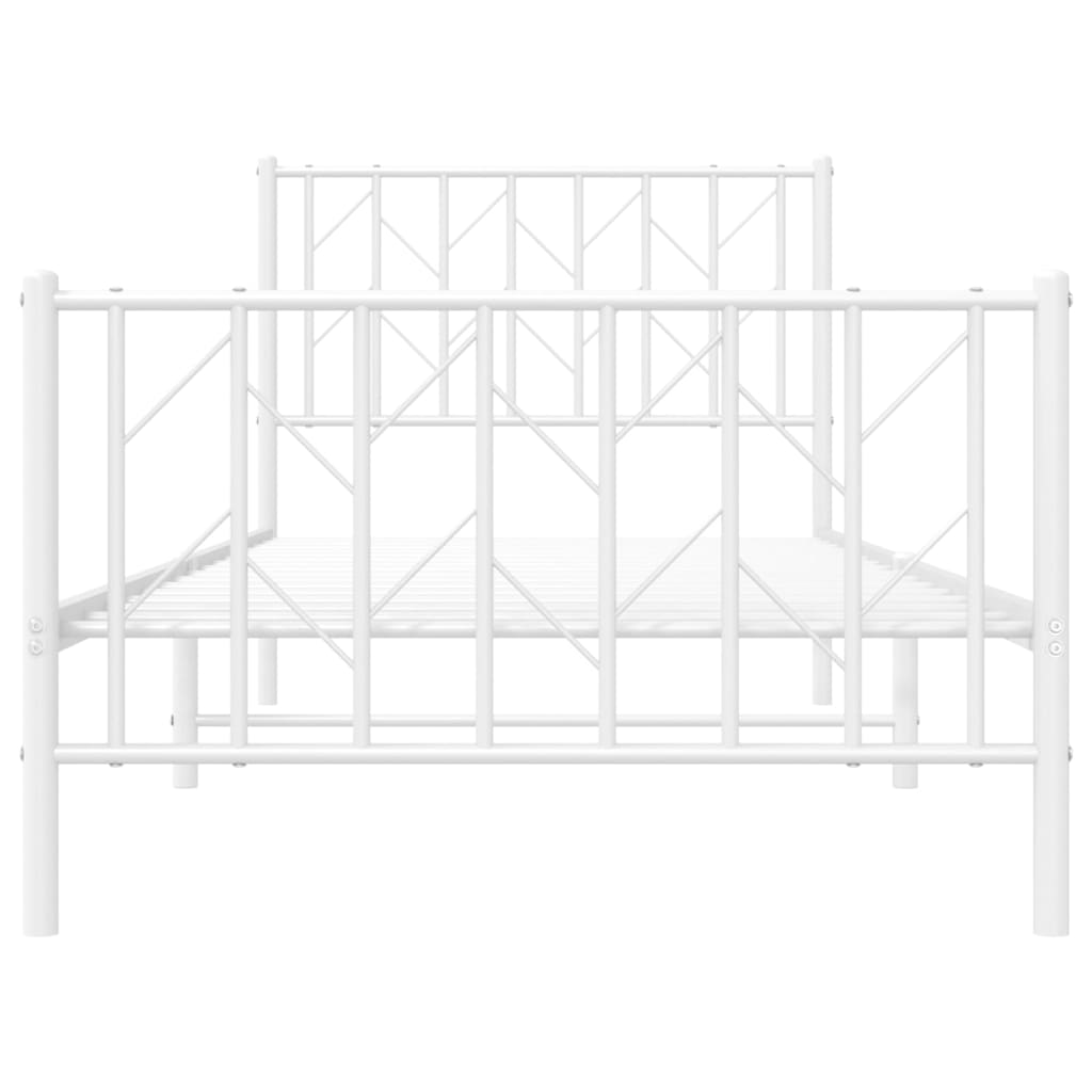 Metal Bed Frame without Mattress with Footboard White 90x190 cm