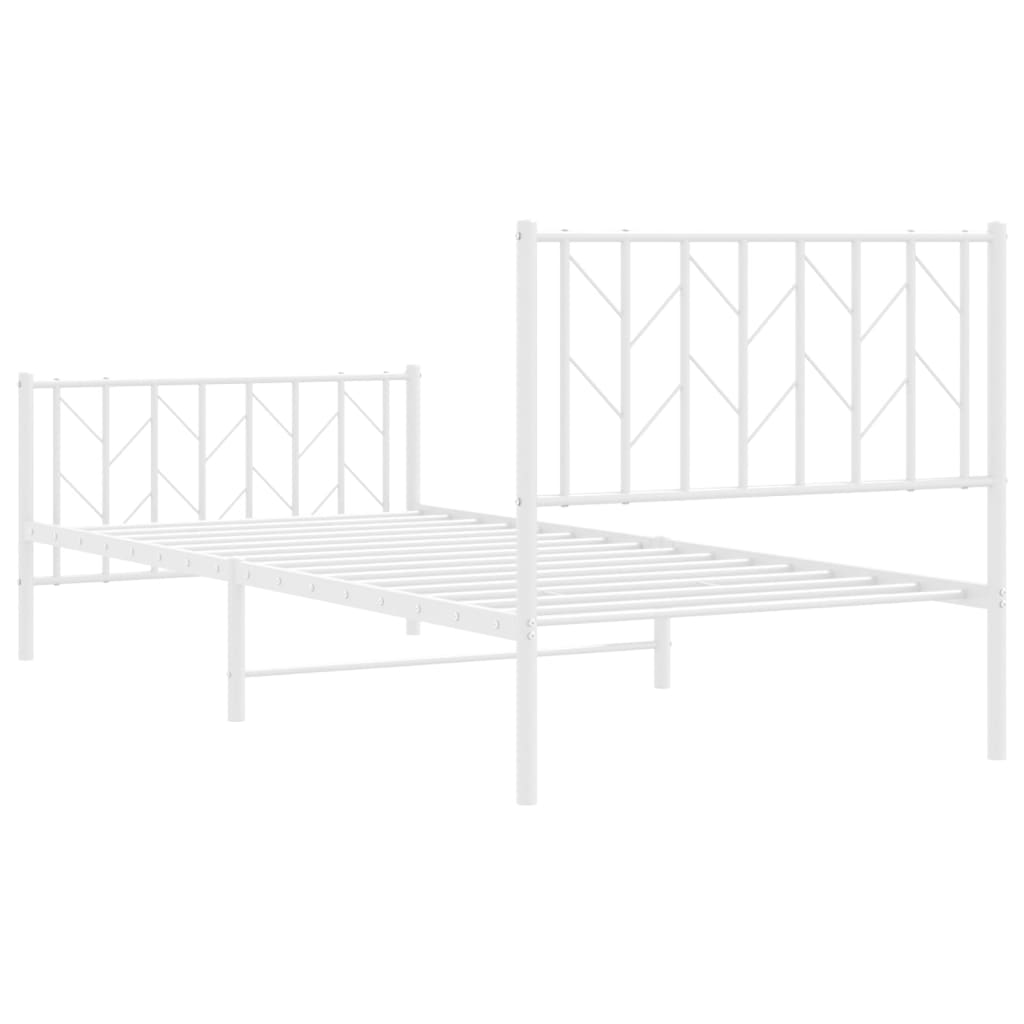 Metal Bed Frame without Mattress with Footboard White 90x190 cm