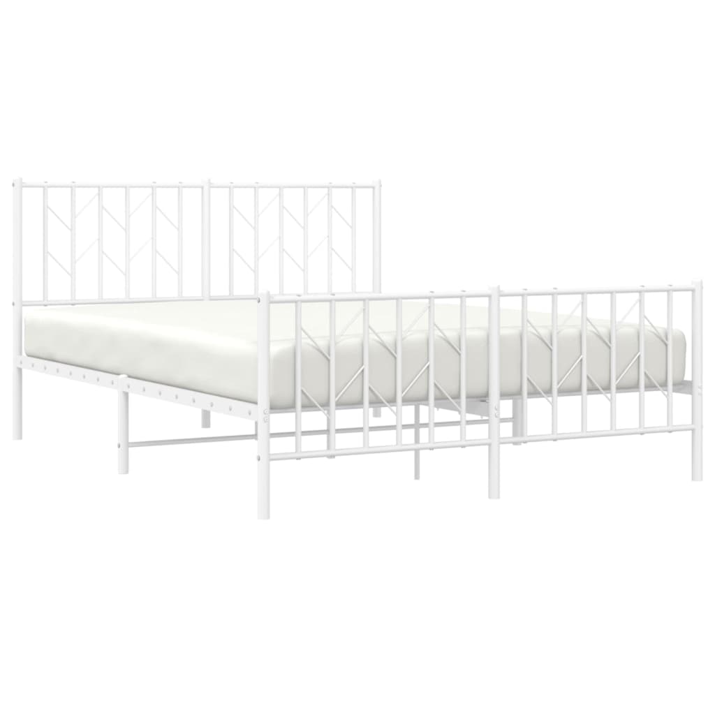 Metal Bed Frame without Mattress with Footboard?White 135x190 cm
