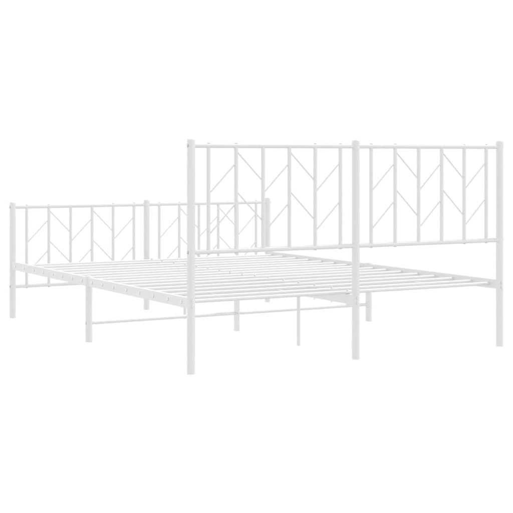 Metal Bed Frame without Mattress with Footboard?White 150x200 cm