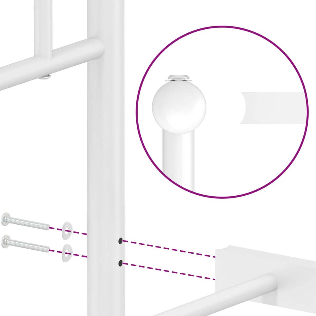 Metal Bed Frame without Mattress with Footboard?White 183x203 cm King