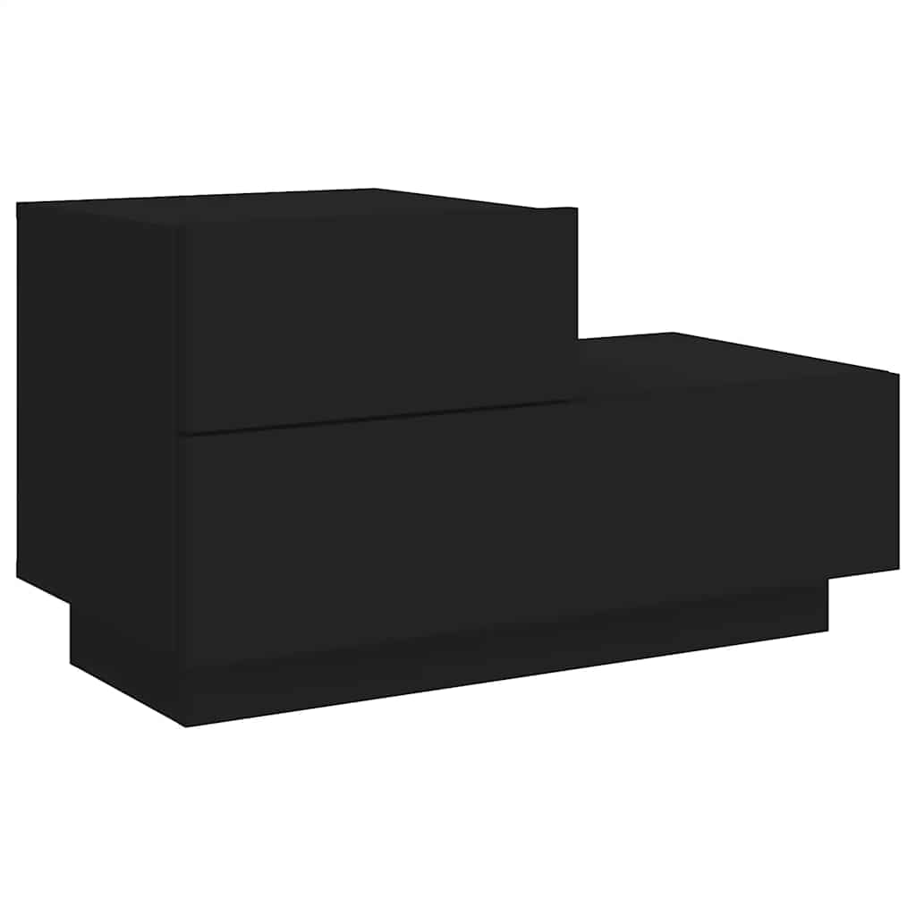 Bedside Cabinet with LED Lights Black 70x36x40,5 cm