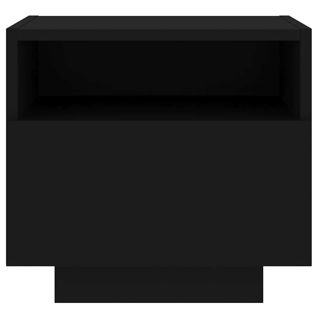 Bedside Cabinet with LED Lights Black 40x39x37 cm