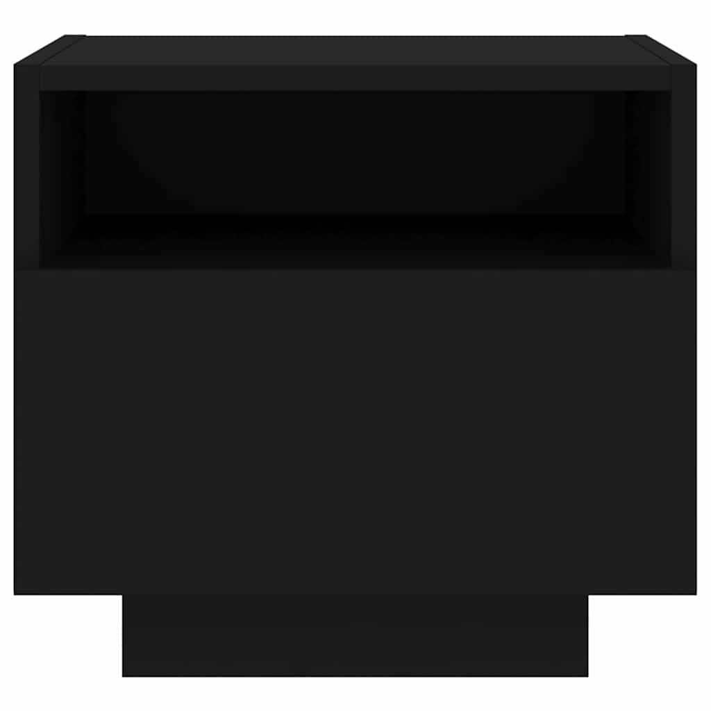 Bedside Cabinet with LED Lights Black 40x39x37 cm