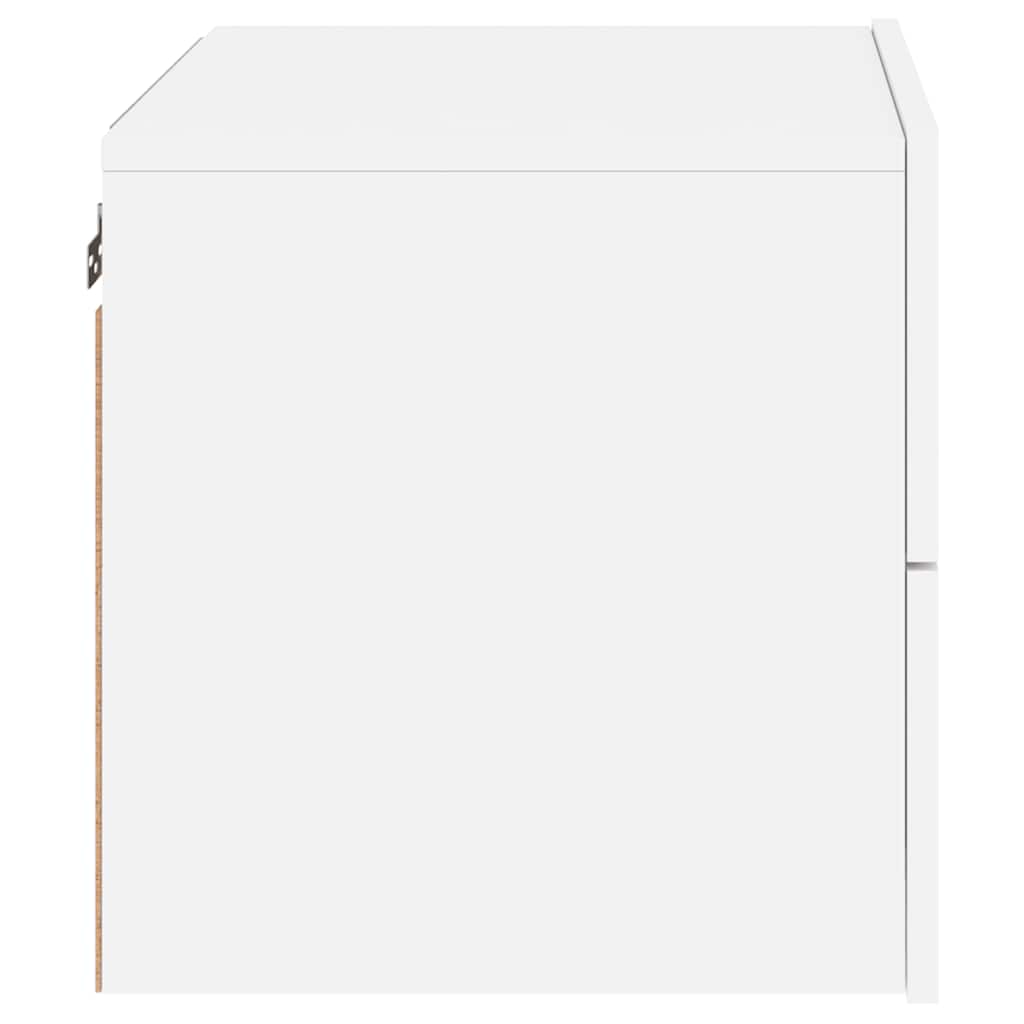 Wall-mounted Bedside Cabinet with LED Lights White