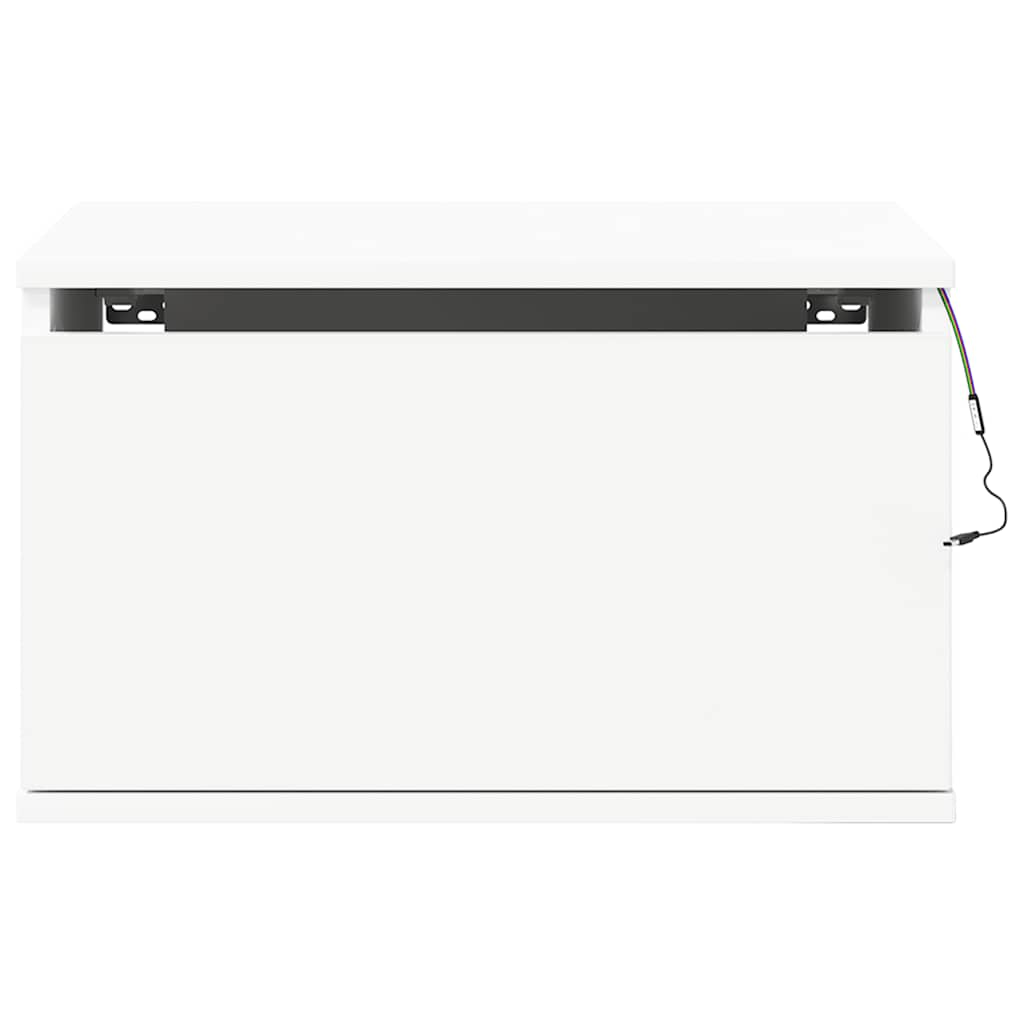 Wall-mounted Bedside Cabinet with LED Lights White
