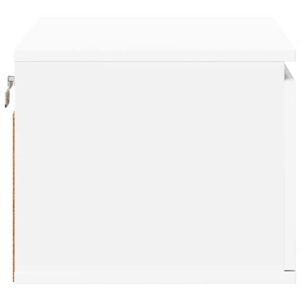 Wall-mounted Bedside Cabinet with LED Lights White