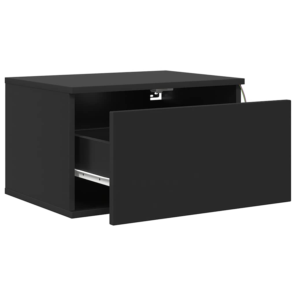 Wall-mounted Bedside Cabinets with LED Lights 2 pcs Black