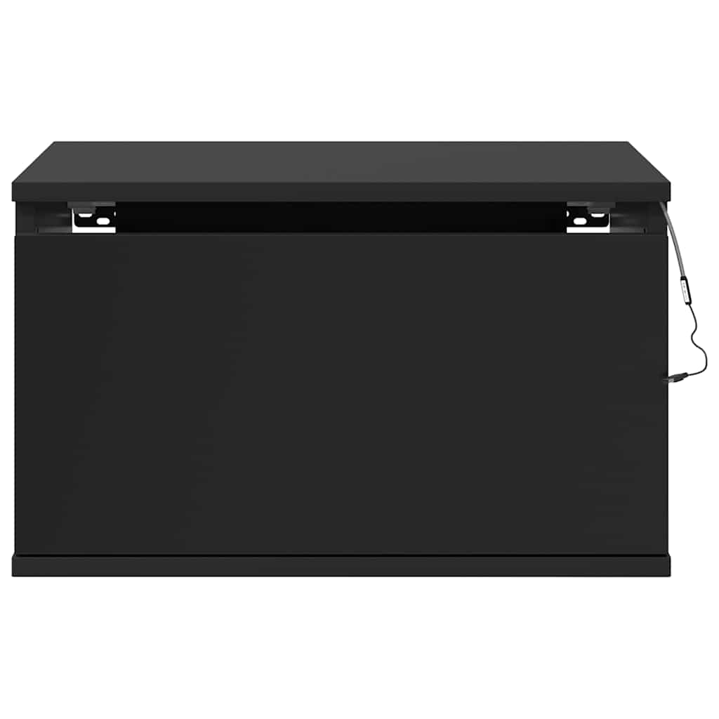 Wall-mounted Bedside Cabinets with LED Lights 2 pcs Black
