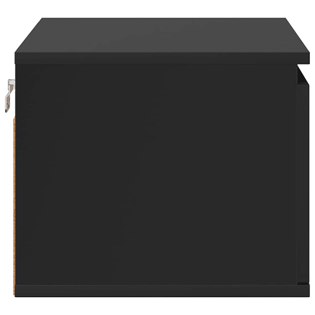Wall-mounted Bedside Cabinets with LED Lights 2 pcs Black