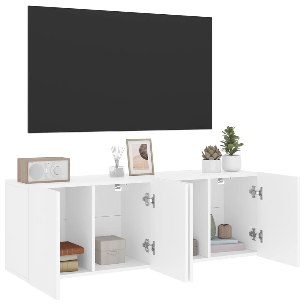 2 Piece Wall-mounted TV Cabinet Set White 60x30x41 cm