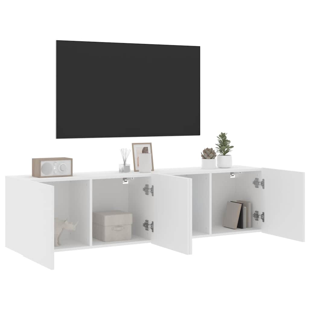 2 Piece Wall-mounted TV Cabinet Set White 80x30x41 cm
