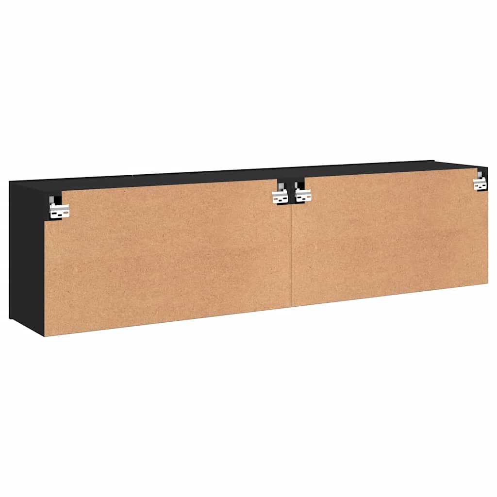 2 Piece Wall-mounted TV Cabinet Set Black 80x30x41 cm
