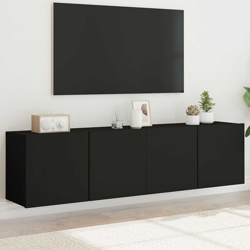 2 Piece Wall-mounted TV Cabinet Set Black 80x30x41 cm