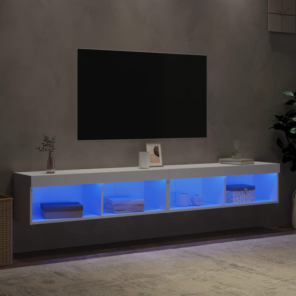 TV Cabinets with LED Lights 2 pcs White 100x30x30 cm
