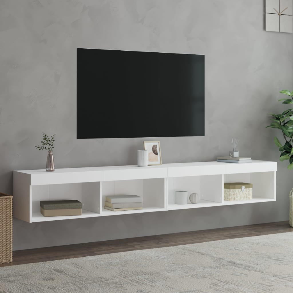 TV Cabinets with LED Lights 2 pcs White 100x30x30 cm