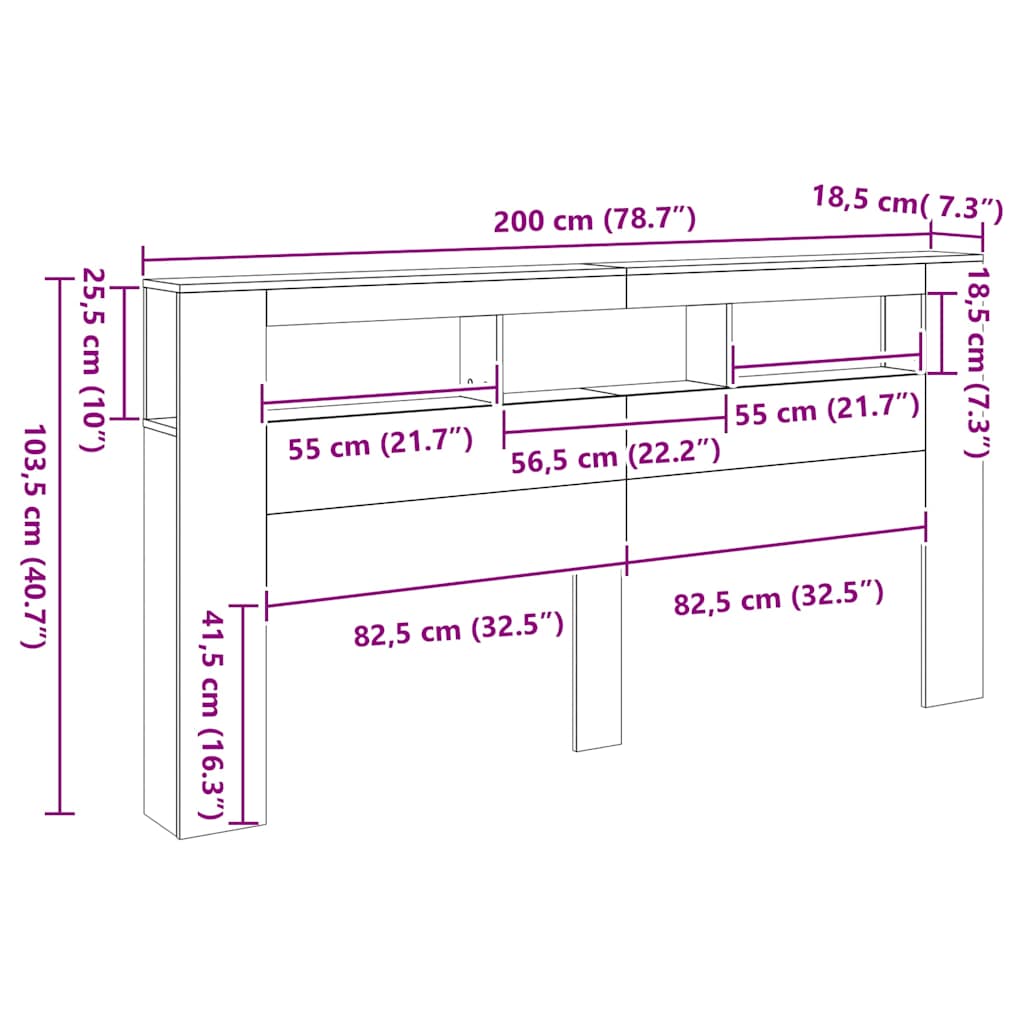 LED Headboard White 200 cm Engineered Wood