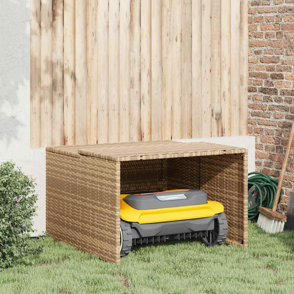 Robot Mower Garage Beige 86x90x52/57 cm Poly Rattan