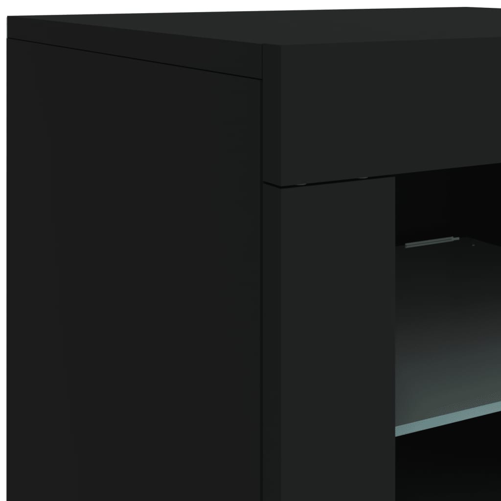 Sideboard with LED Lights Black 202x37x67 cm