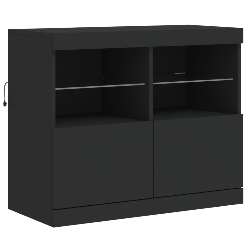 Sideboard with LED Lights Black 202x37x67 cm