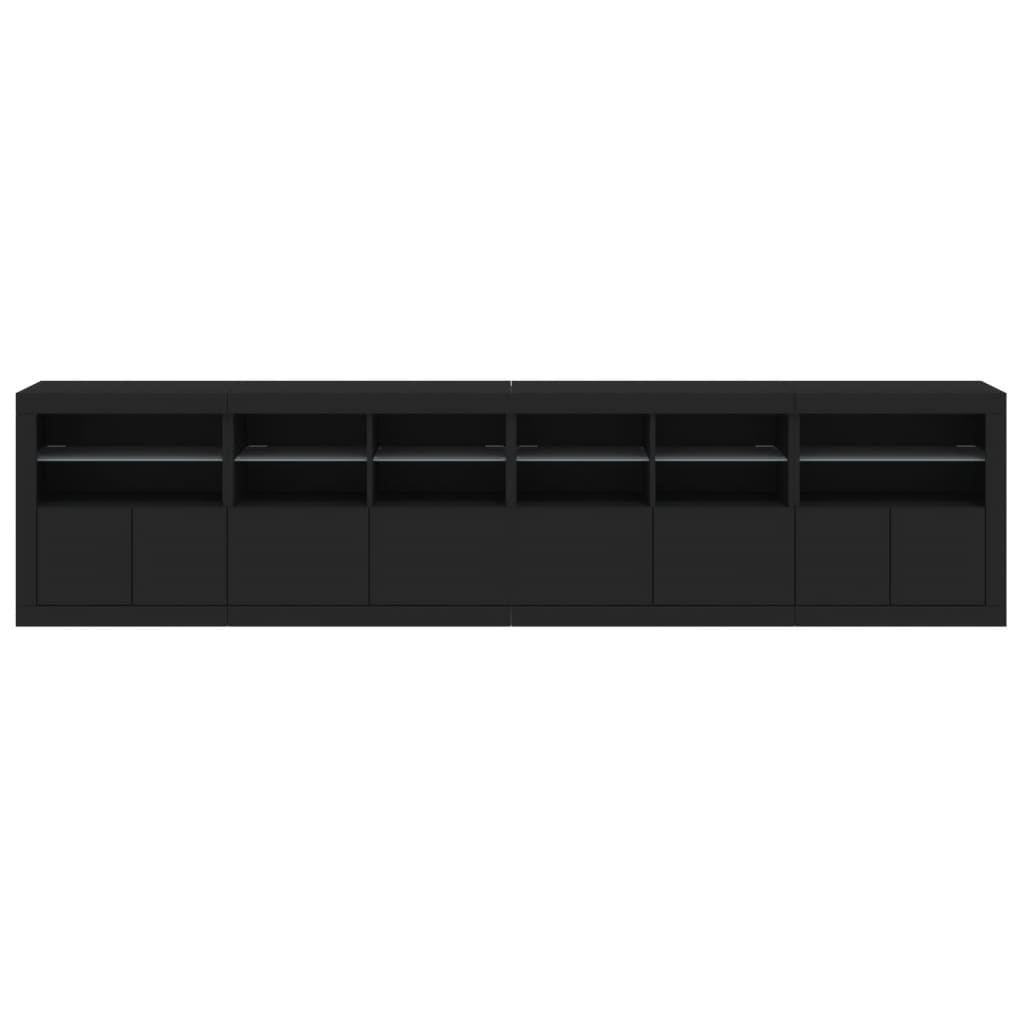 Sideboard with LED Lights Black 283x37x67 cm