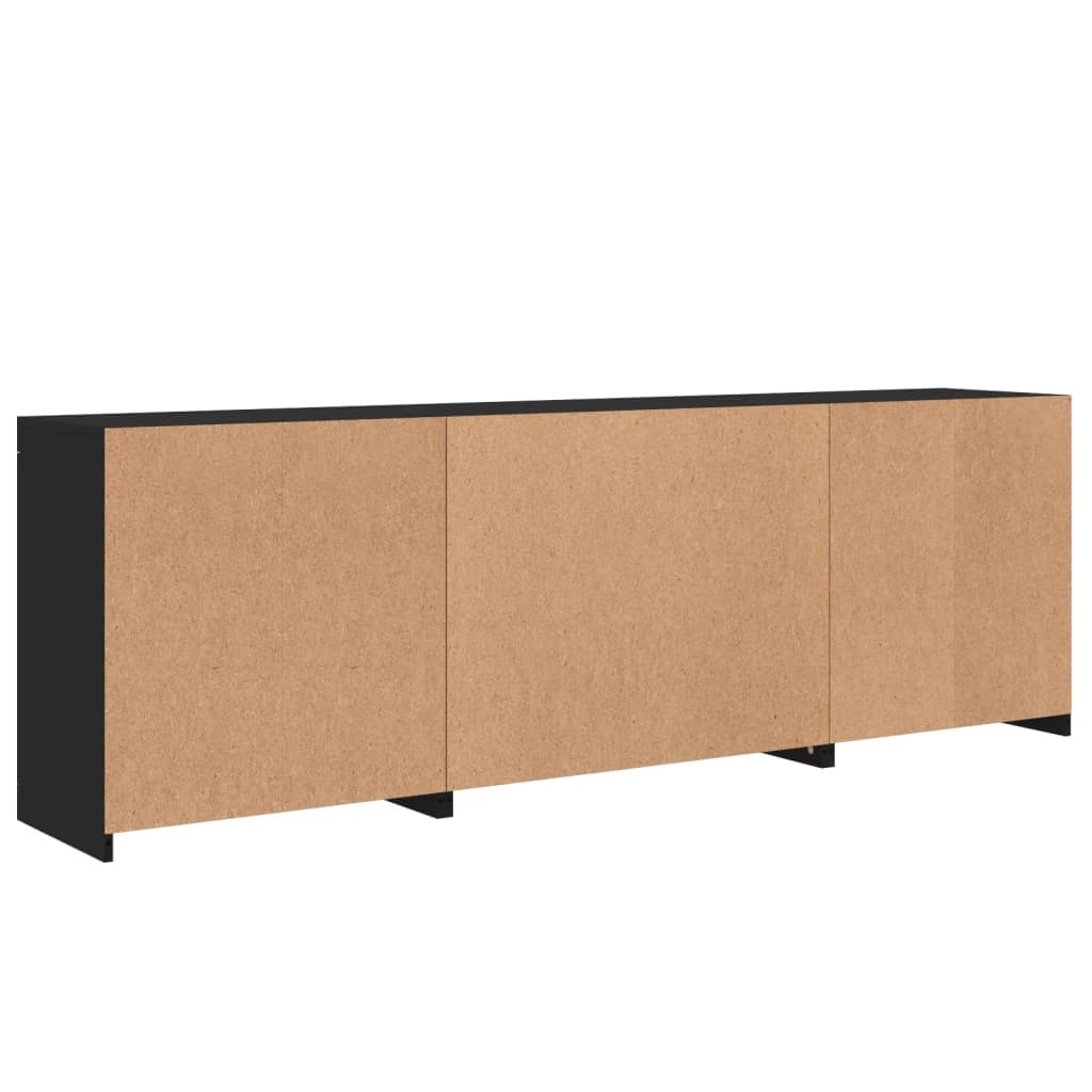 Sideboard with LED Lights Black 202x37x67 cm