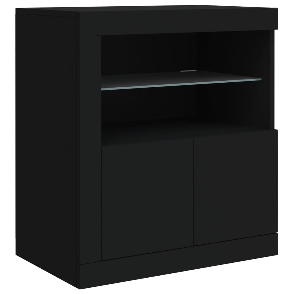 Sideboard with LED Lights Black 202x37x67 cm