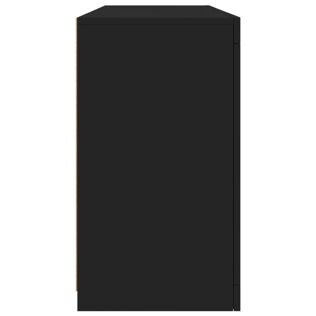 Sideboard with LED Lights Black 142.5x37x67 cm