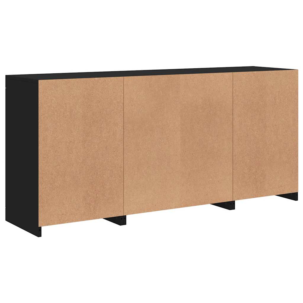 Sideboard with LED Lights Black 142.5x37x67 cm