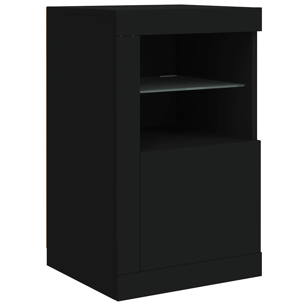 Sideboard with LED Lights Black 142.5x37x67 cm