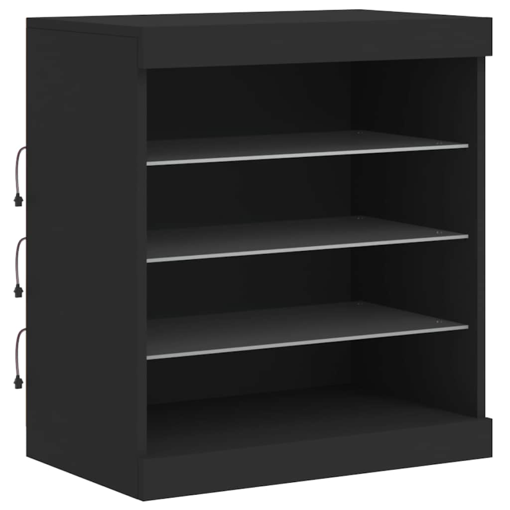 Sideboard with LED Lights Black 142.5x37x67 cm