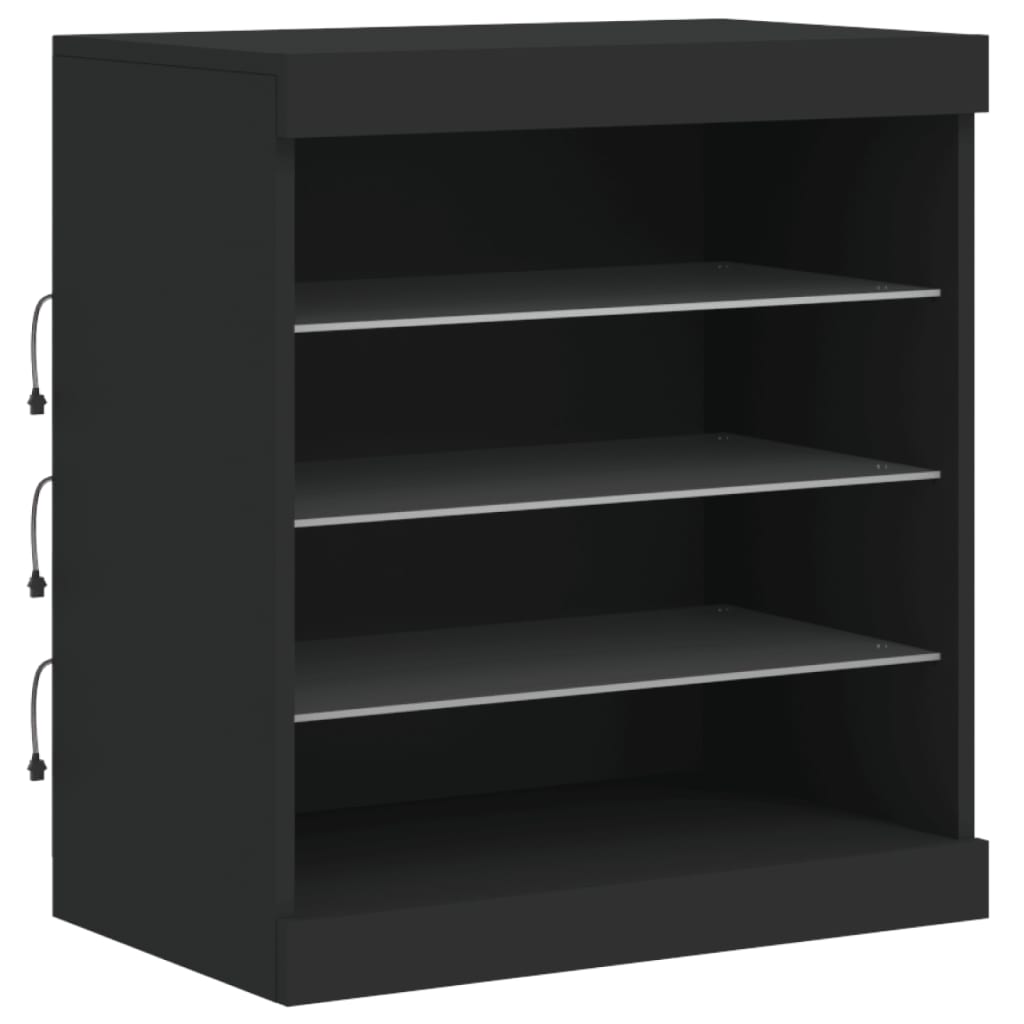 Sideboard with LED Lights Black 142.5x37x67 cm