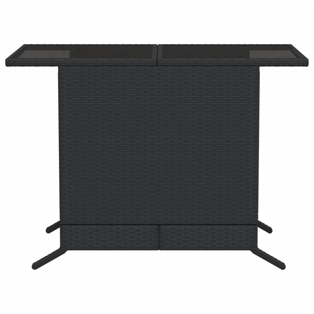 3 Piece Bistro Set with Cushions Black Poly Rattan