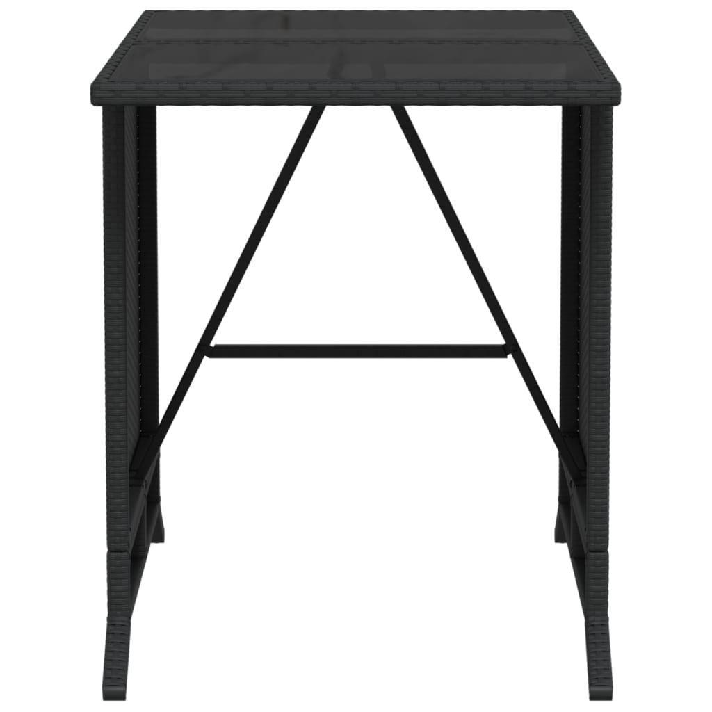 3 Piece Bistro Set with Cushions Black Poly Rattan