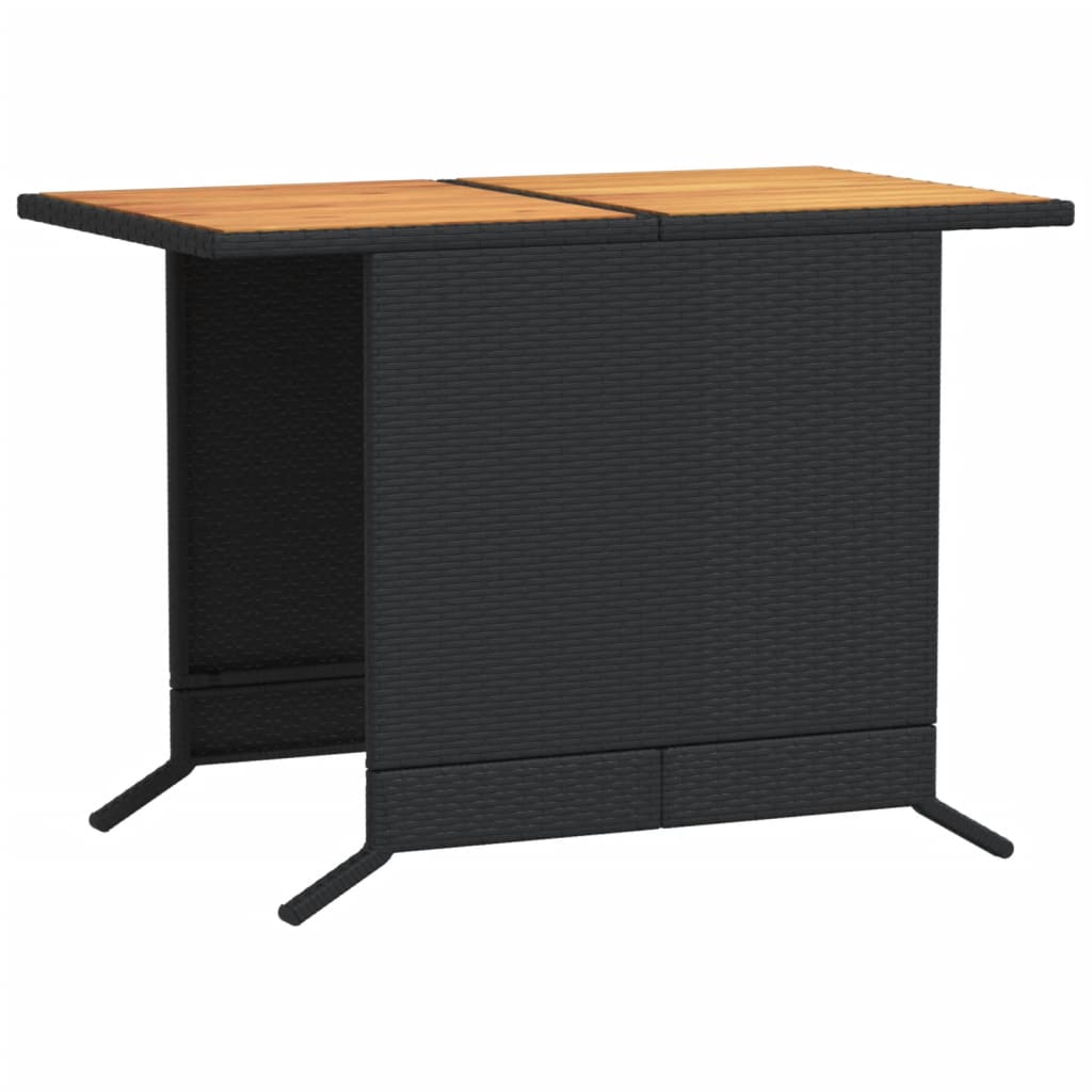 3 Piece Bistro Set with Cushions Black Poly Rattan