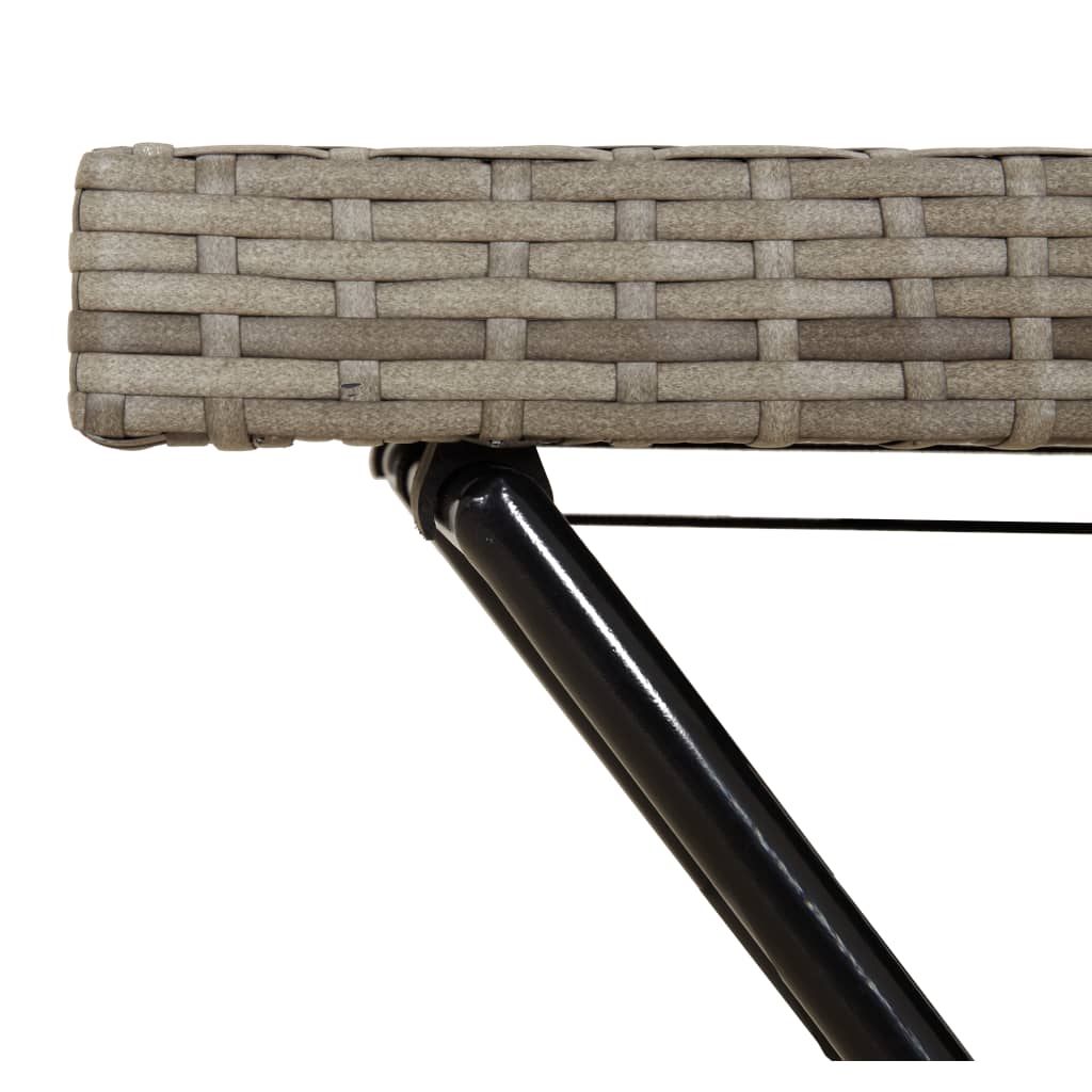Folding Tray Table Grey 65x40x75 cm Poly Rattan