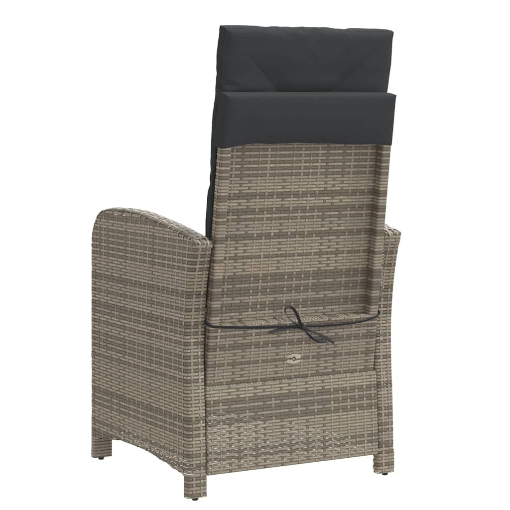 Reclining Garden Chairs 2 pcs with Cushions Grey Poly Rattan