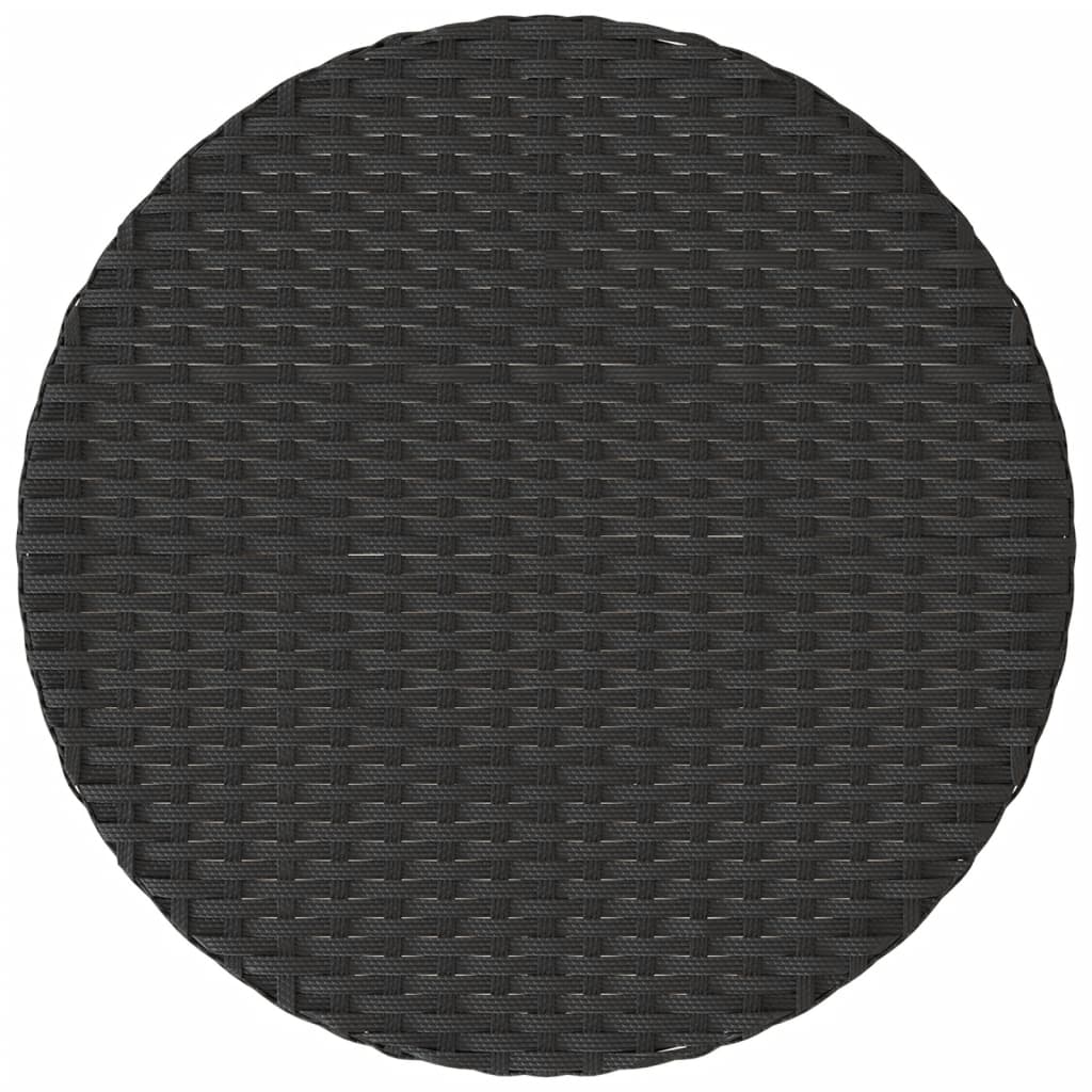 3 Piece Bistro Set with Cushions Black Poly Rattan