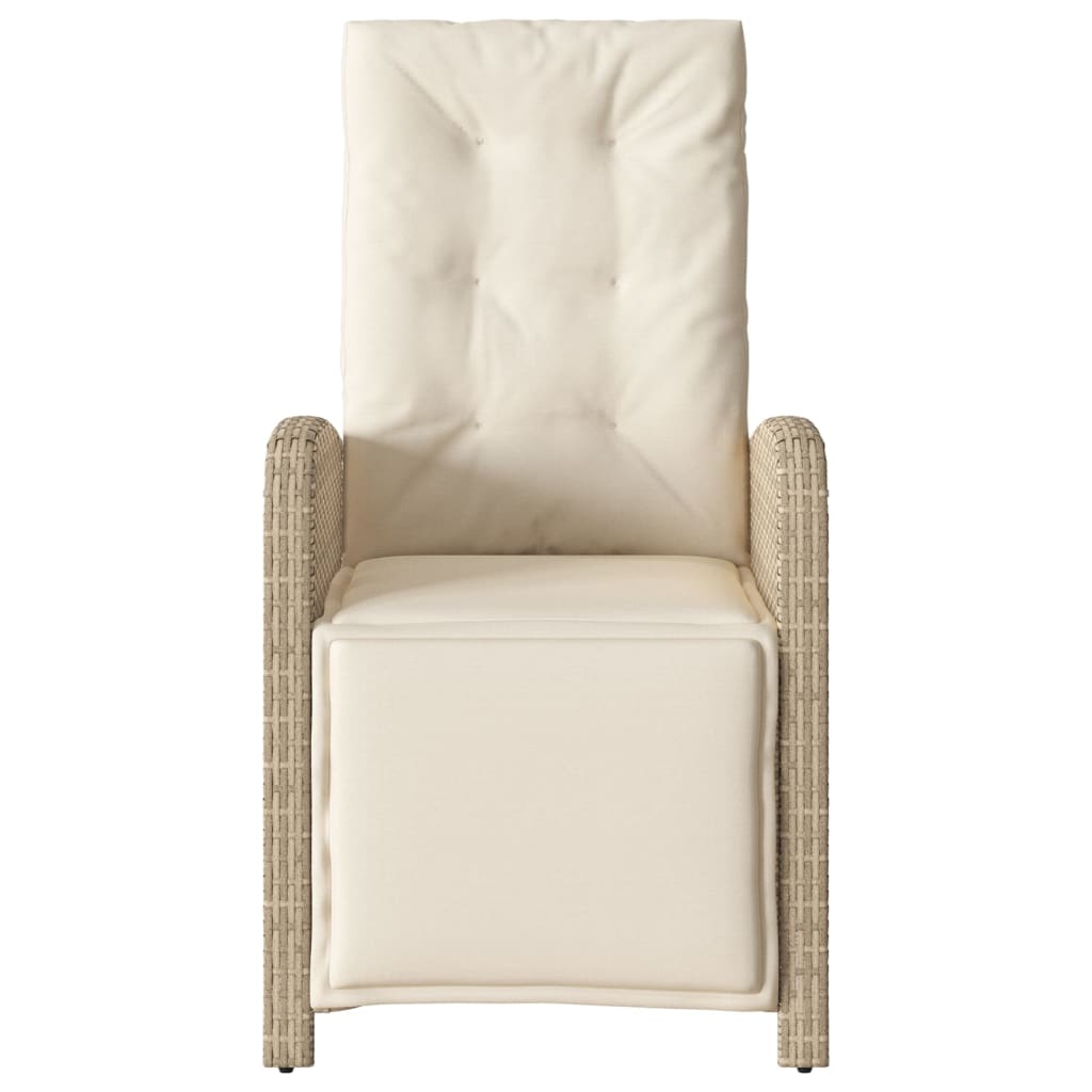 Reclining Garden Chairs 2 pcs with Footrest Beige Poly Rattan