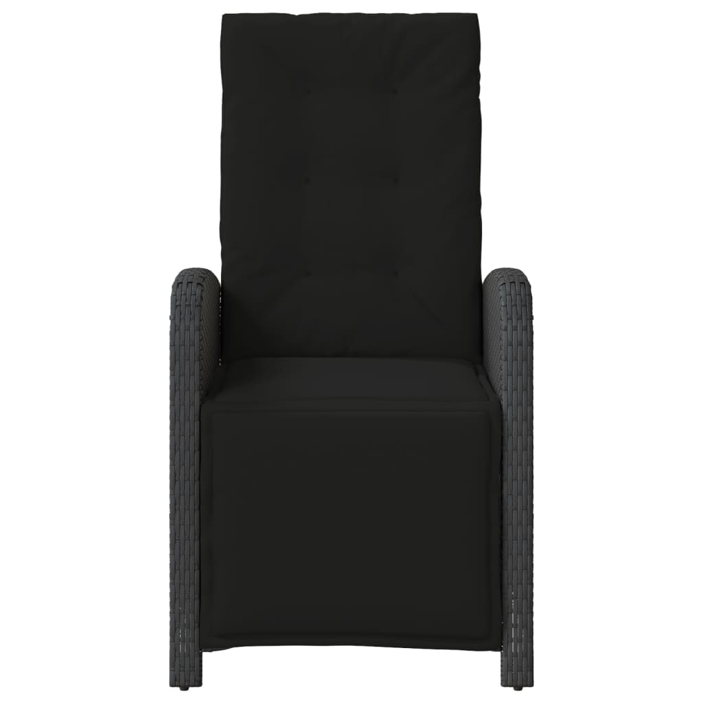 3 Piece Bistro Set with Cushions Black Poly Rattan