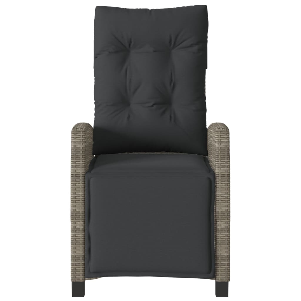 Reclining Garden Chairs 2 pcs with Footrest Grey Poly Rattan
