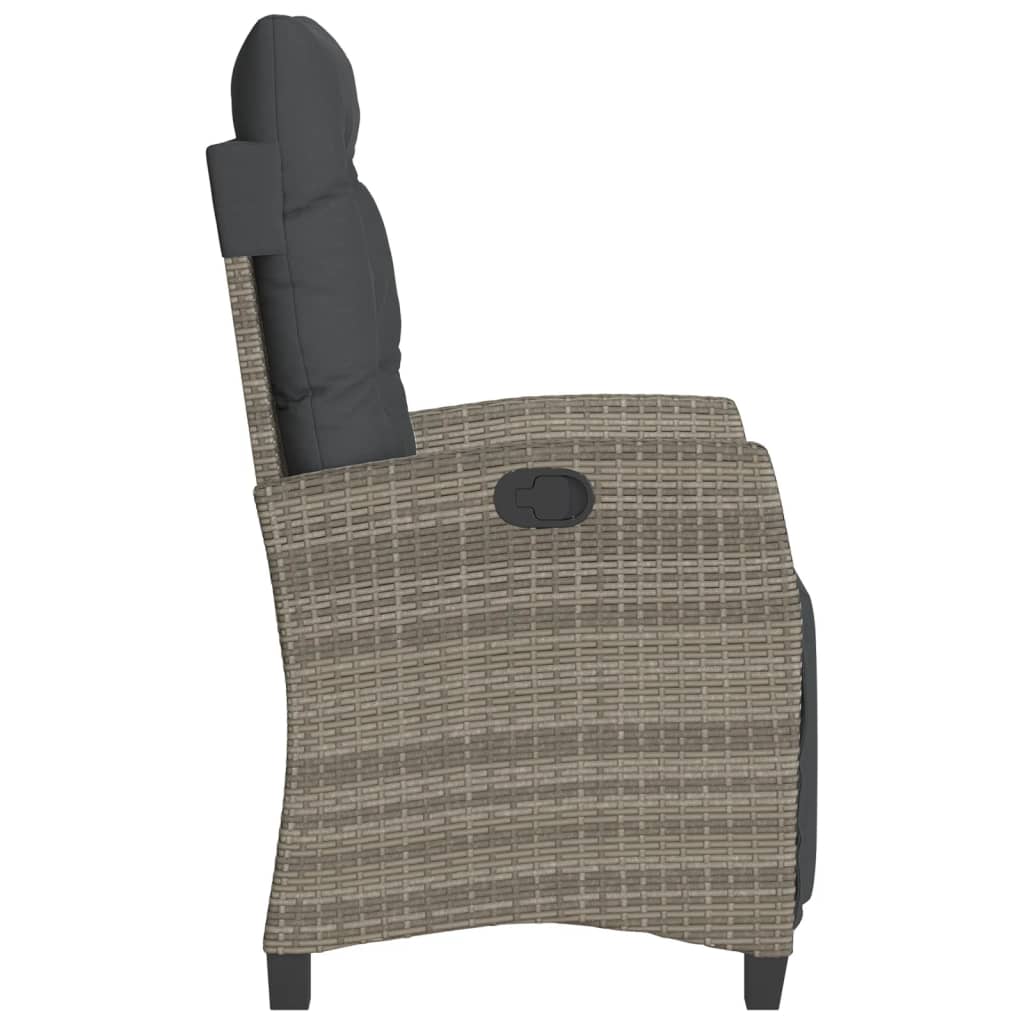 Reclining Garden Chairs 2 pcs with Footrest Grey Poly Rattan