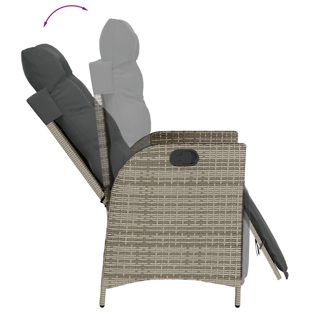 Reclining Garden Chair with Footrest Grey Poly Rattan