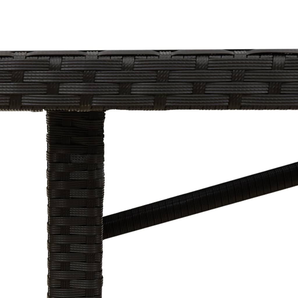 Garden Table with Acacia Wood Top Black 190x80x74 cm Poly Rattan