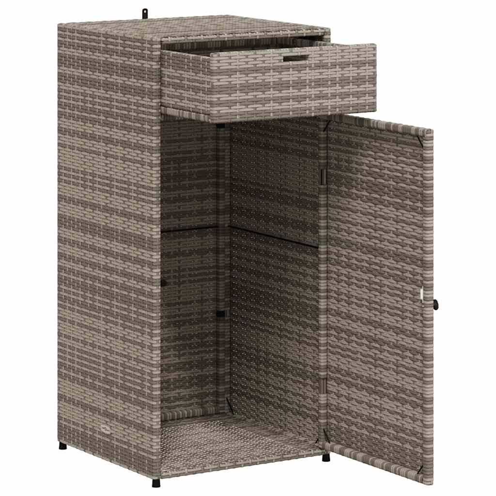 Garden Storage Cabinet Grey 55x55x111 cm Poly Rattan