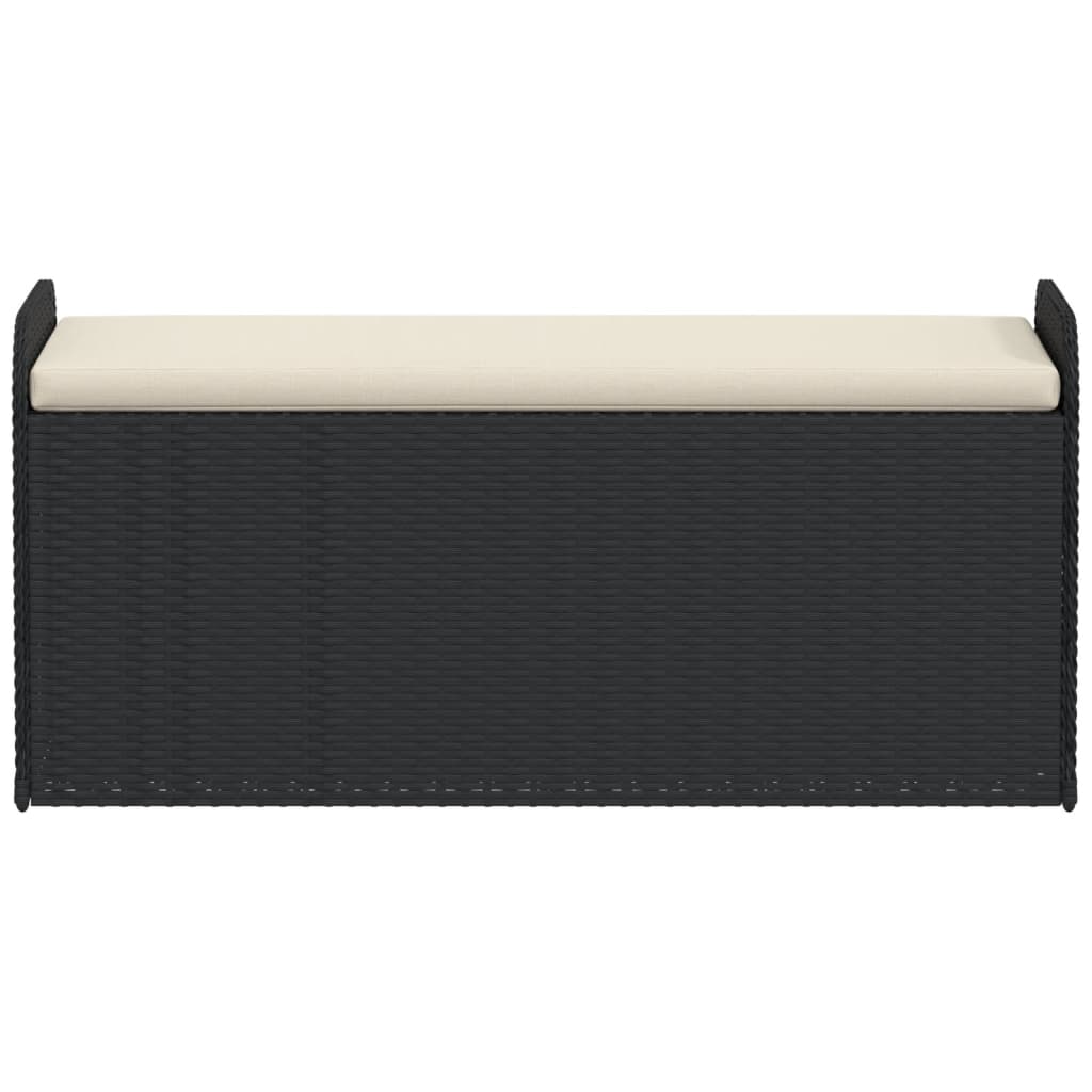 Storage Bench with Cushion Black 115x51x52 cm Poly Rattan