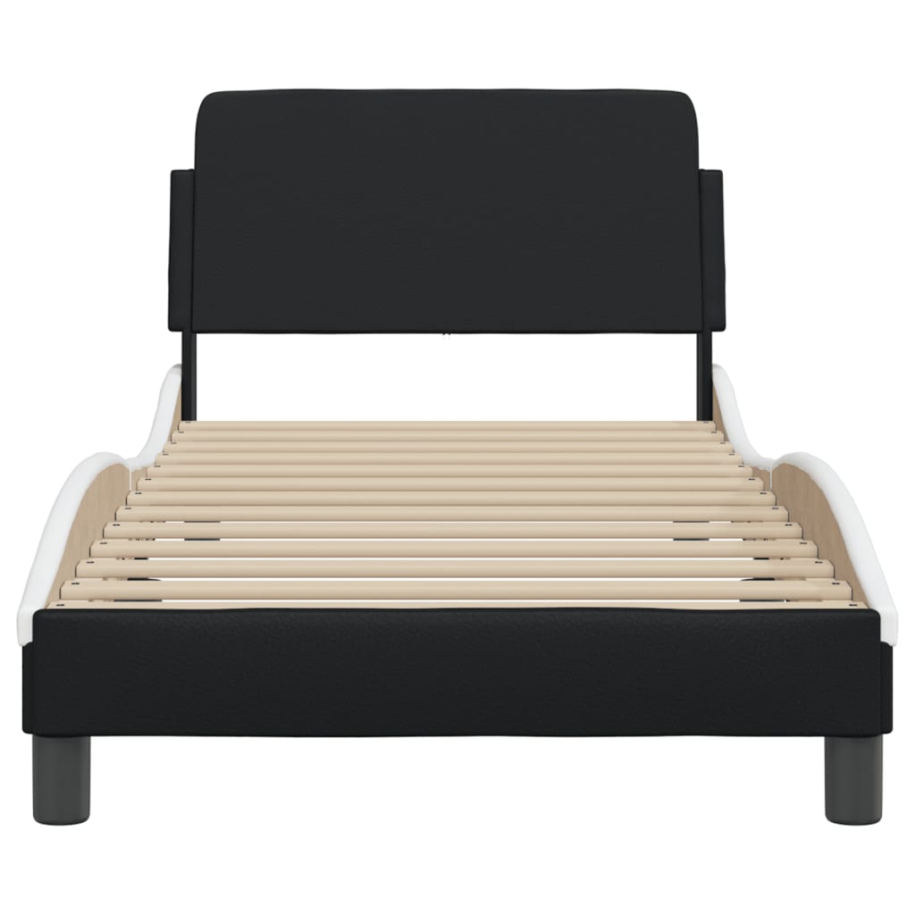Bed Frame "Dover" Black&White 90x190 cm Faux Leather