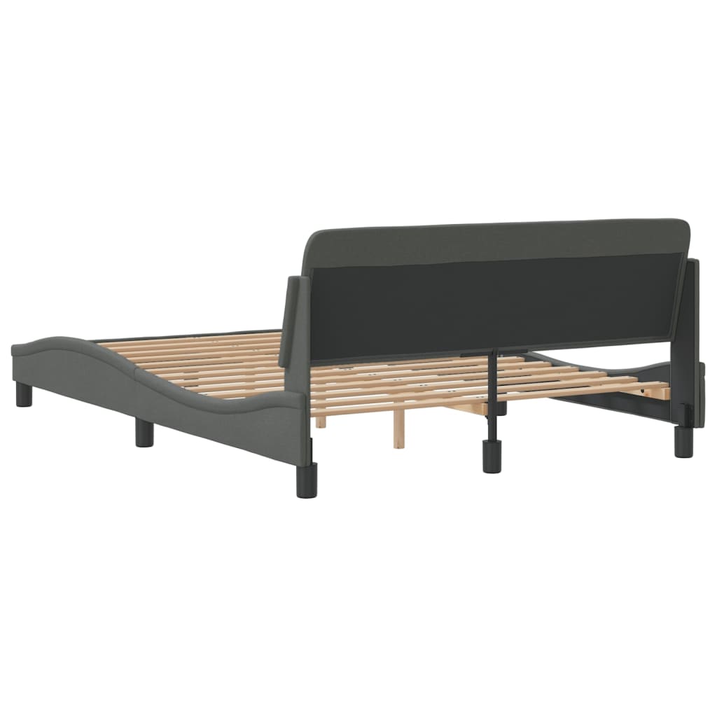 Bed Frame "Dover" Dark Grey 137x190 cm Double Fabric